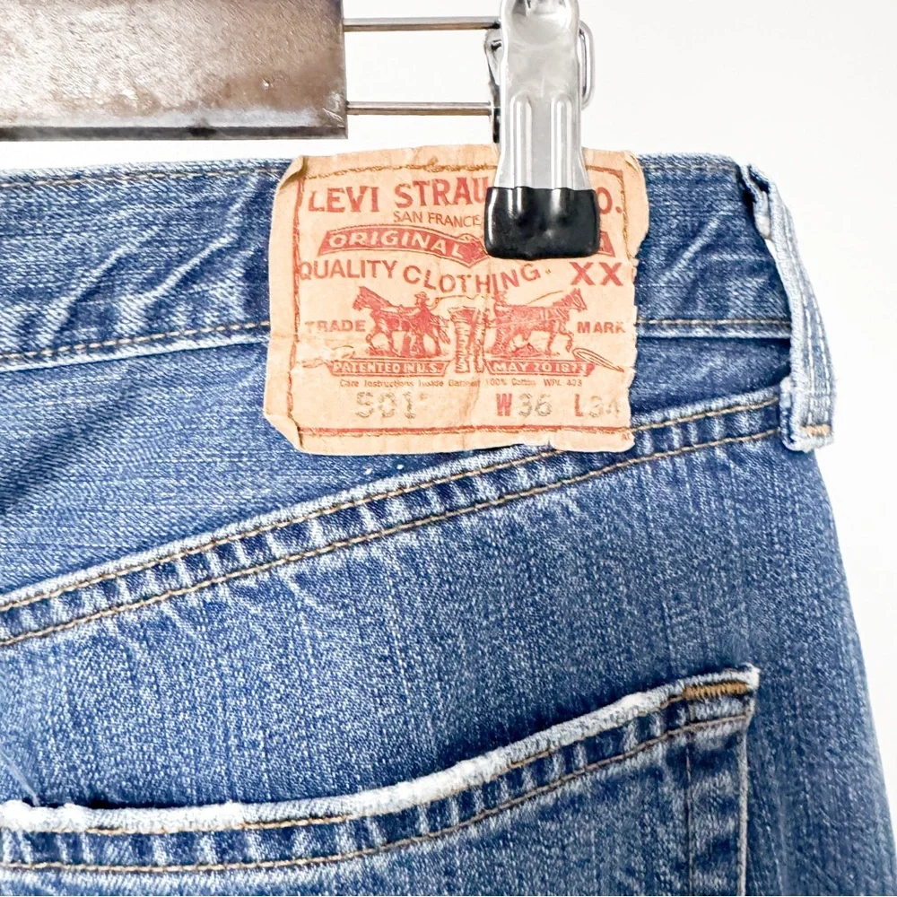 Men's Levi's 501 Straight Leg Button Fly Denim Jeans‎ Medium Wash 36 x 34